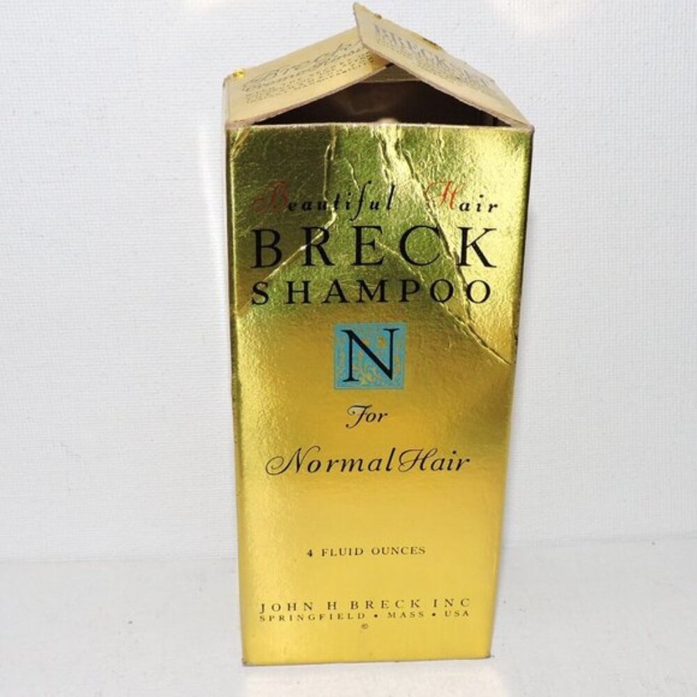 Vintage 4 Ounce Glass Bottle Breck Shampoo For Normal Hair In Box Bath Decor